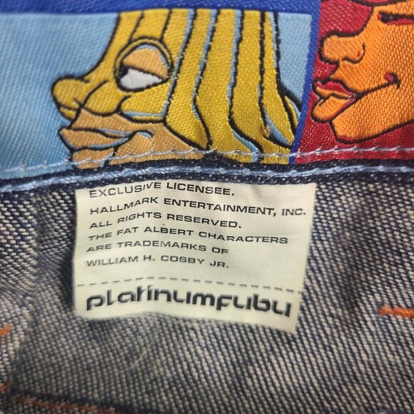 Vintage Platinum Fubu Y2k Fat Albert Baggy Embroidered Navy  Jeans Mens 38x34 - Picture 13 of 16